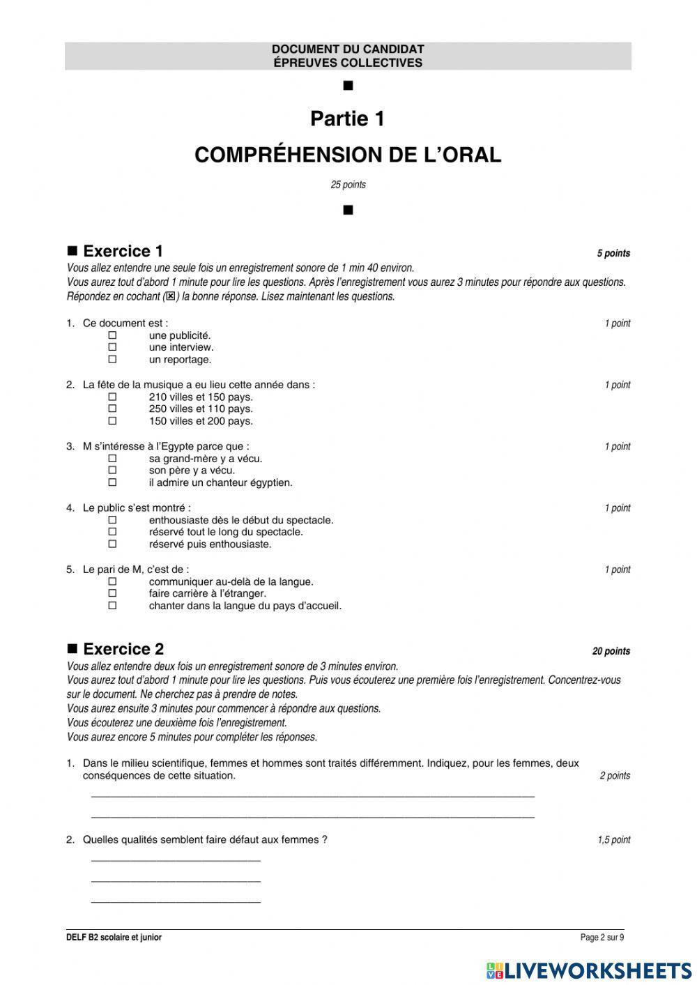 Sujet EXAMEN DELF B2 Worksheet Live Worksheets 46 OFF sujet-examen-delf-b2-worksheet-live-worksheets-46-off