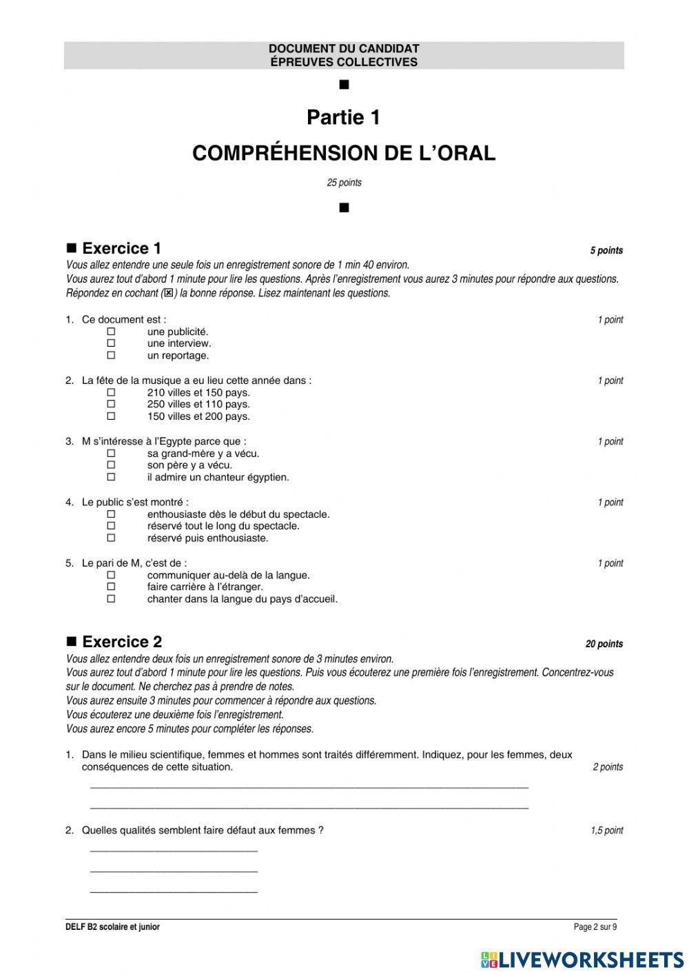 Delf b2 comprehension orale