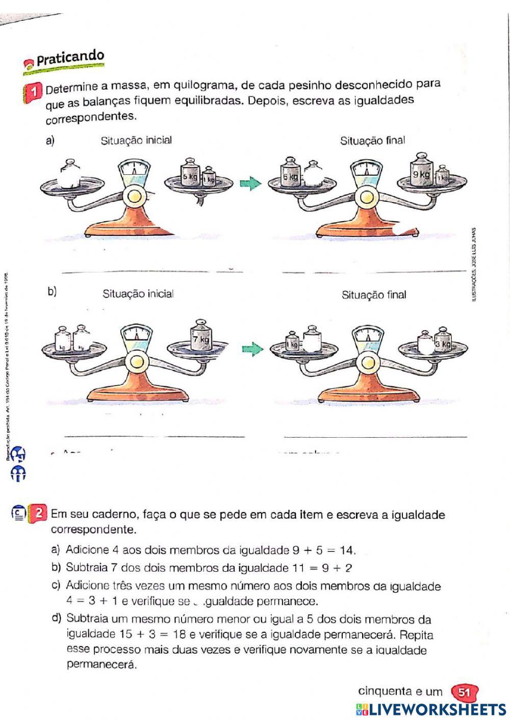 Investigação com igualdades