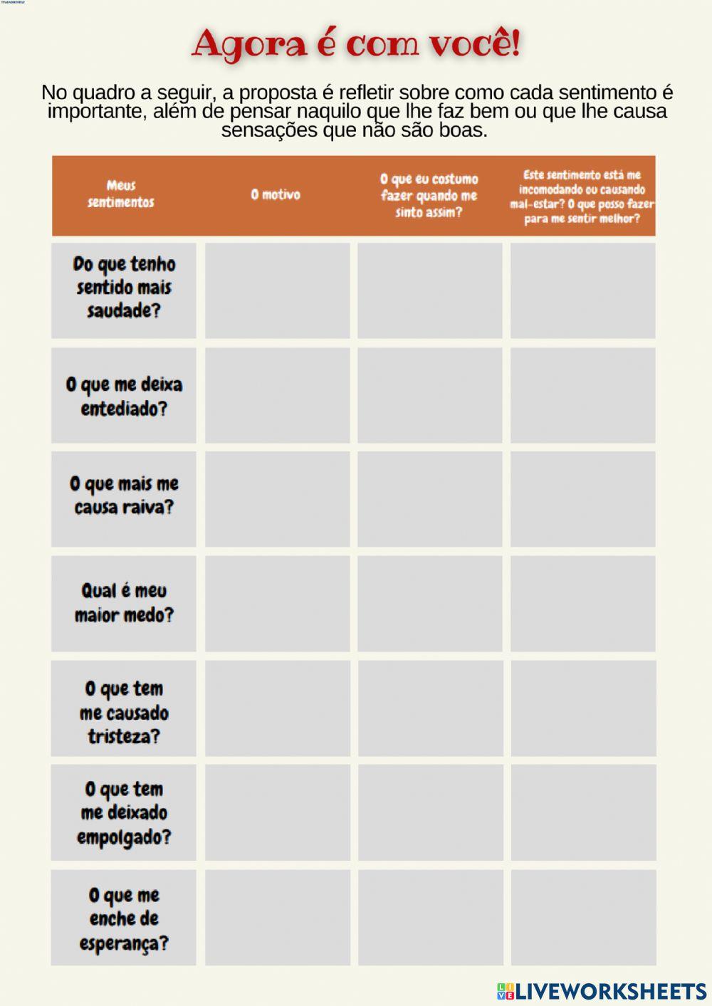 Atividades emoções.