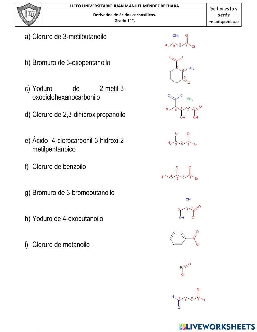 Taller grado 11 Derivados de ácidos carboxílicos