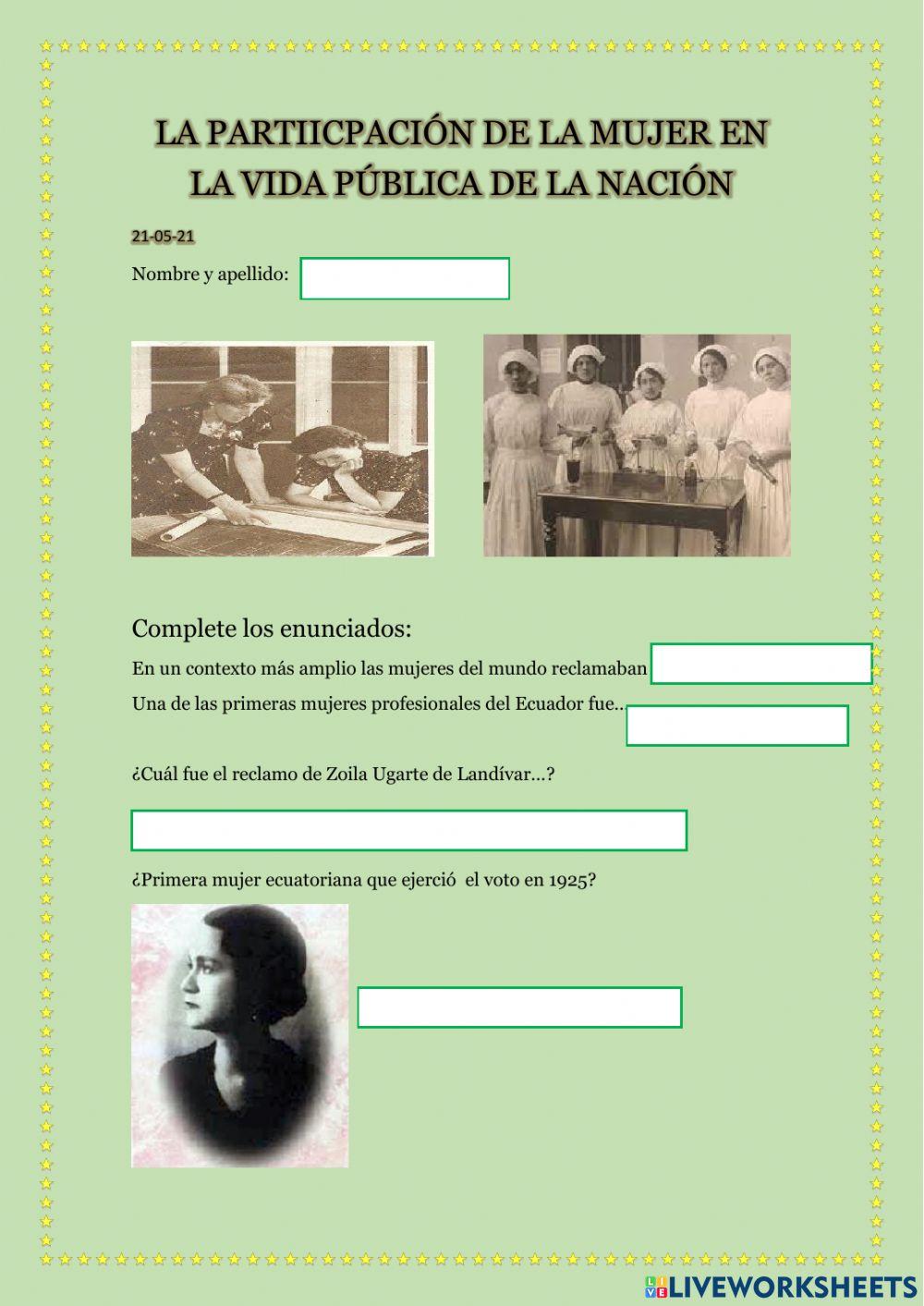 Participación de la mujer en la vida pública de la nación