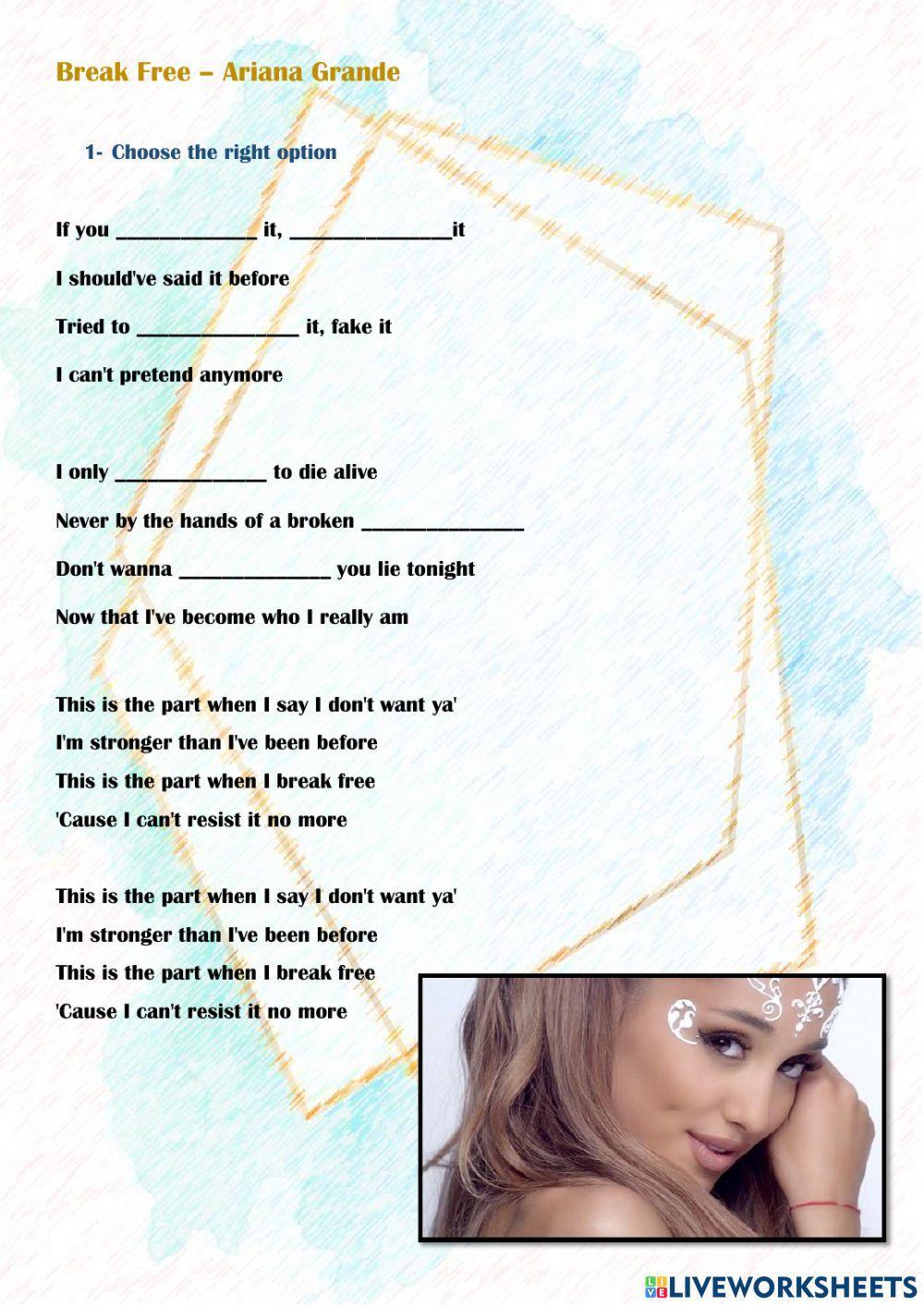 Break Free - Ar… | Free Interactive Worksheets | 1020856, image size:1000x1413