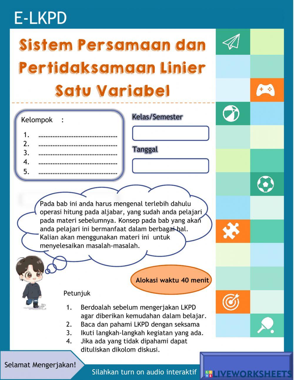 Persamaan dan Pertidaksamaan Linier Satu Variabel