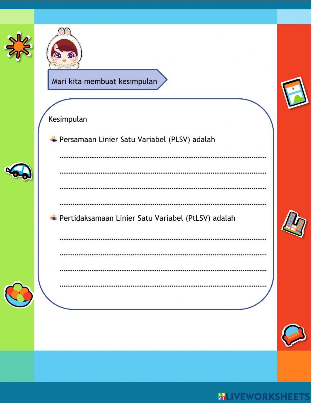 Persamaan dan Pertidaksamaan Linier Satu Variabel