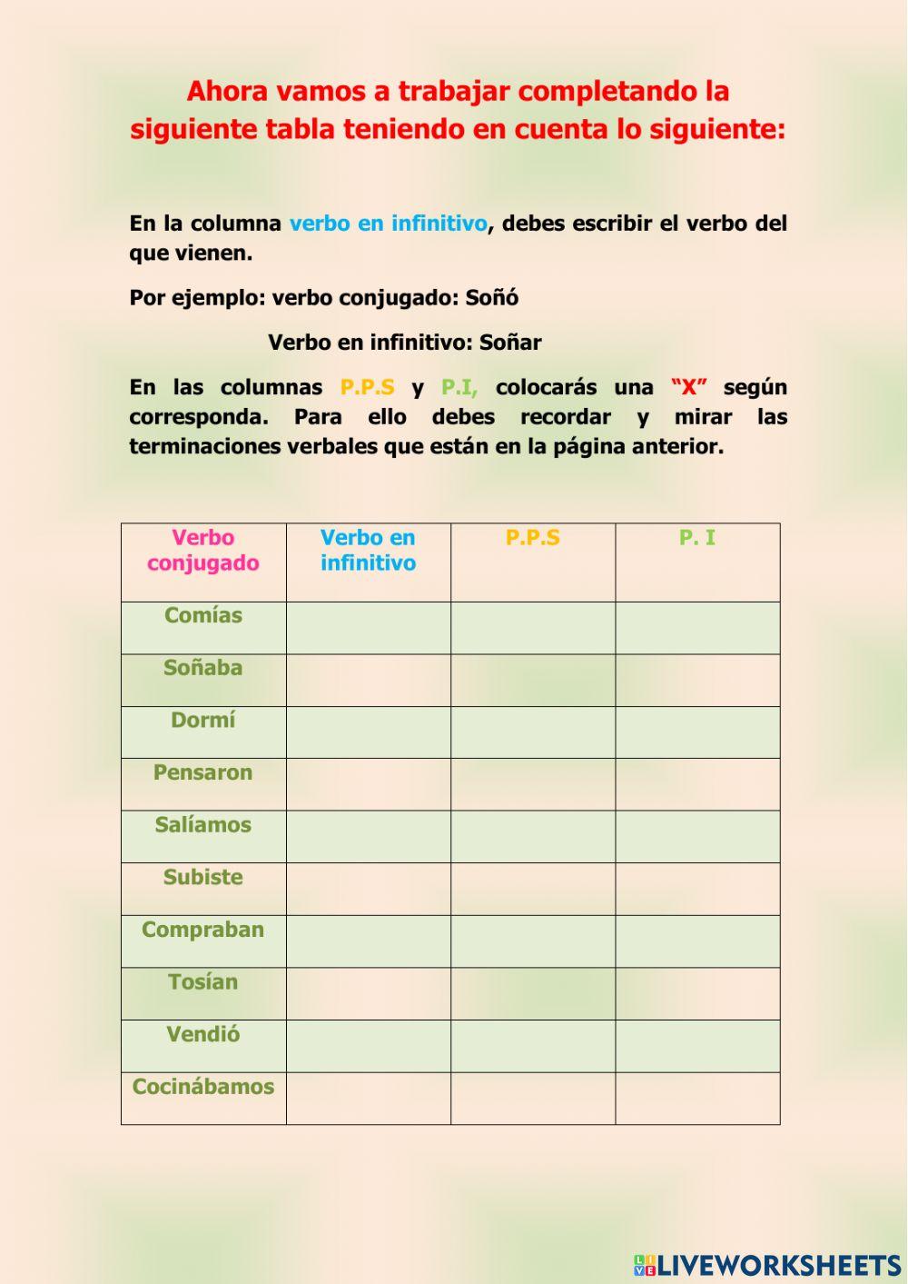 Verbos en pretéritos