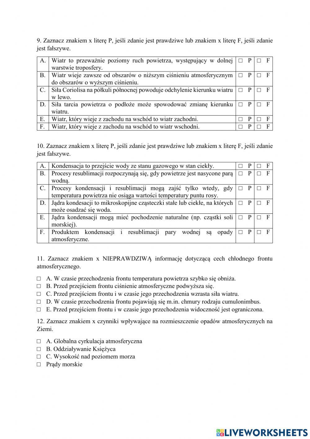 Egzamin zerowy semestr 2