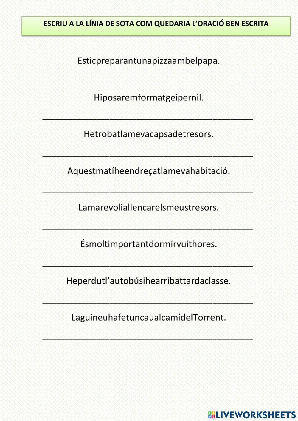 Separa les paraules 2