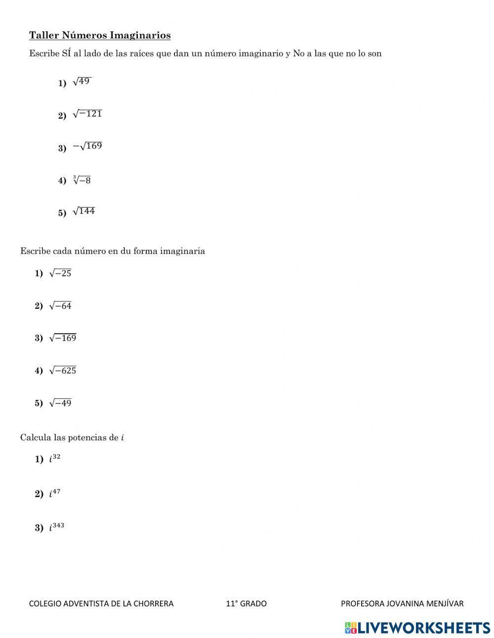 Números Imaginarios