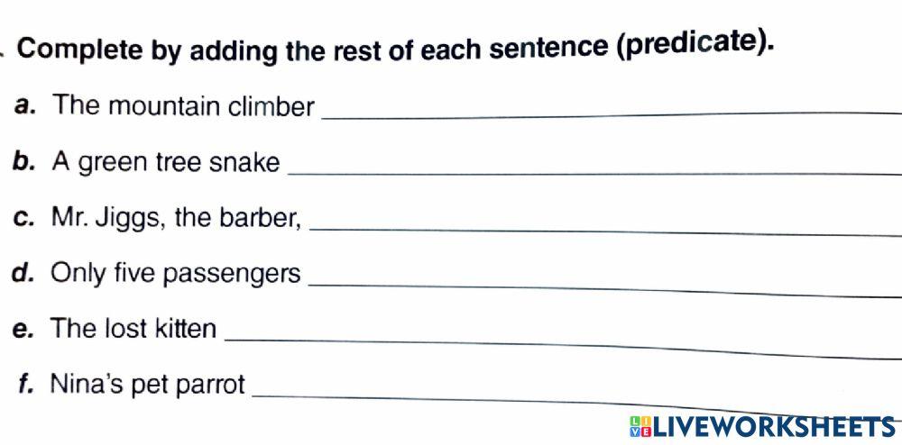 Simple sentences - subject and predicate