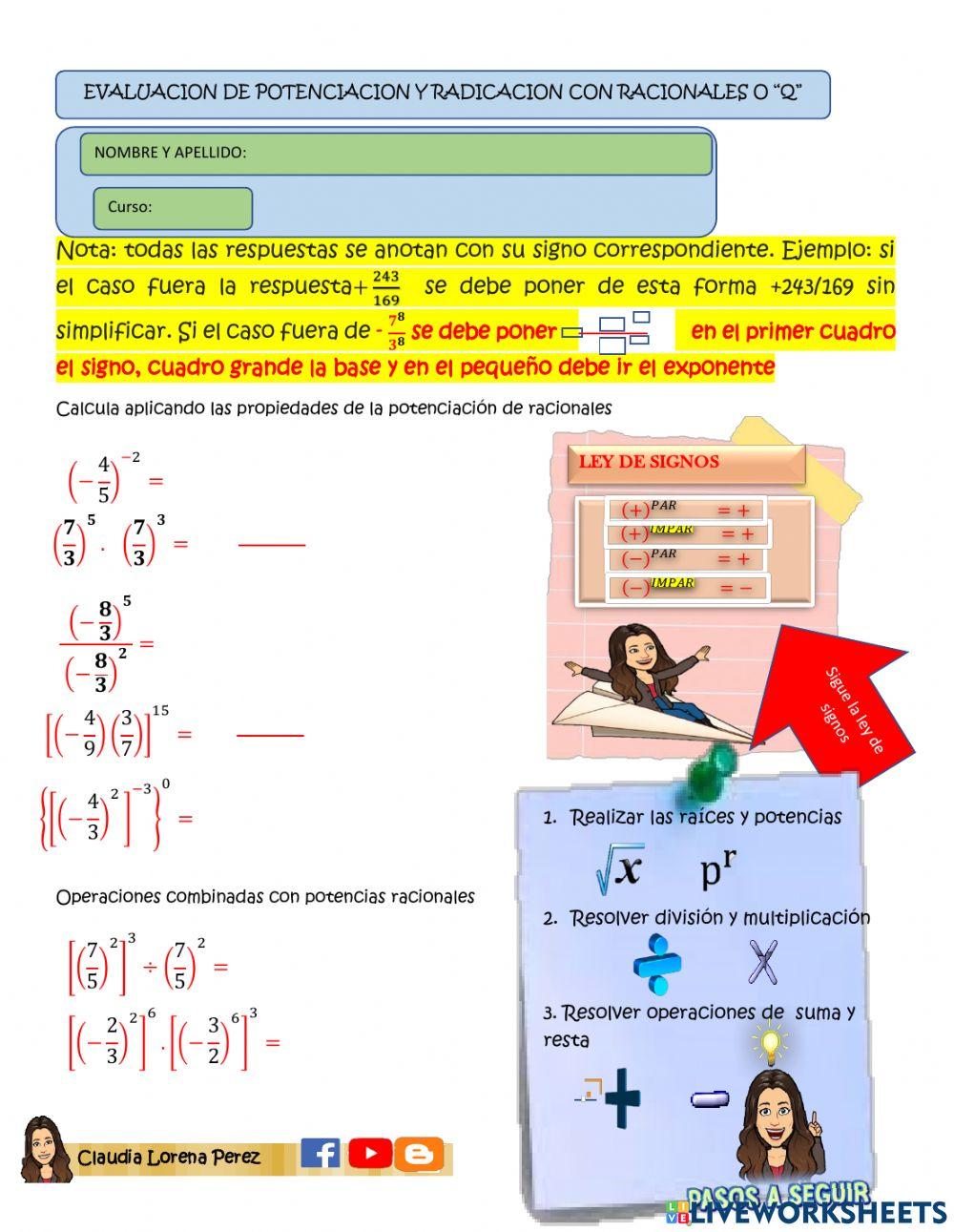Potenciacion y radicacion con -Q-