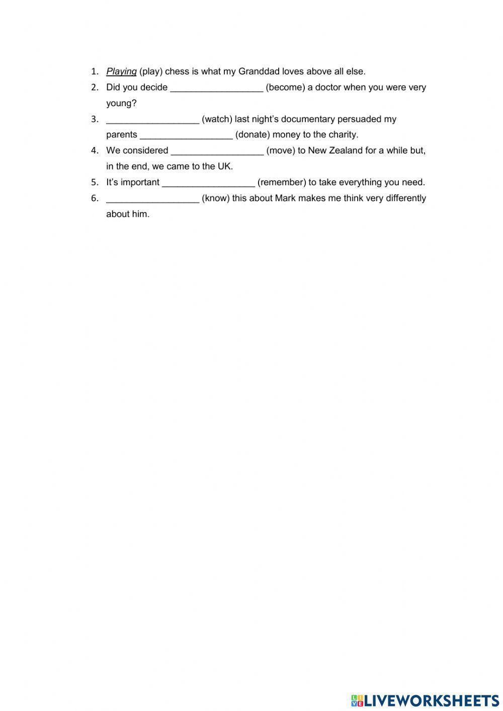 Gerunds and infinitives