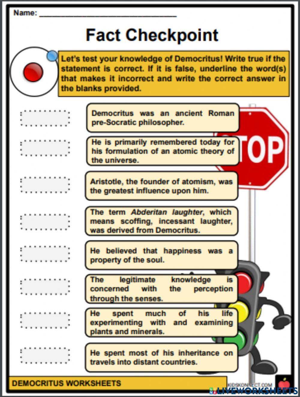 Democritus Worksheet