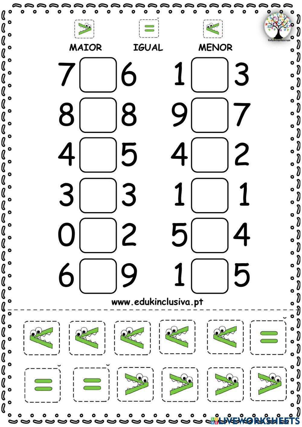 Maior, menor, igual