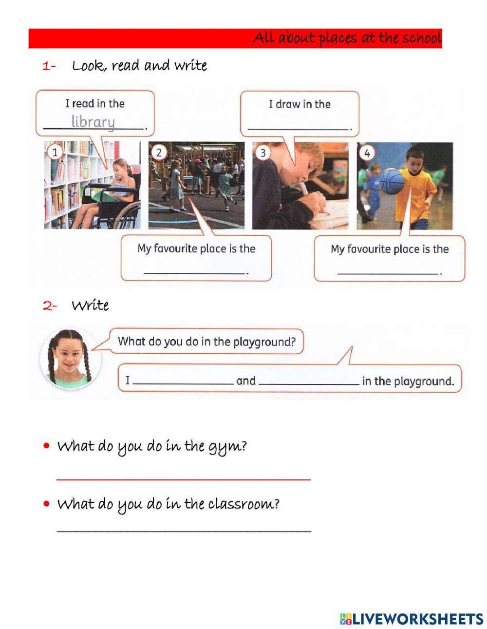 All about places at school - Activities