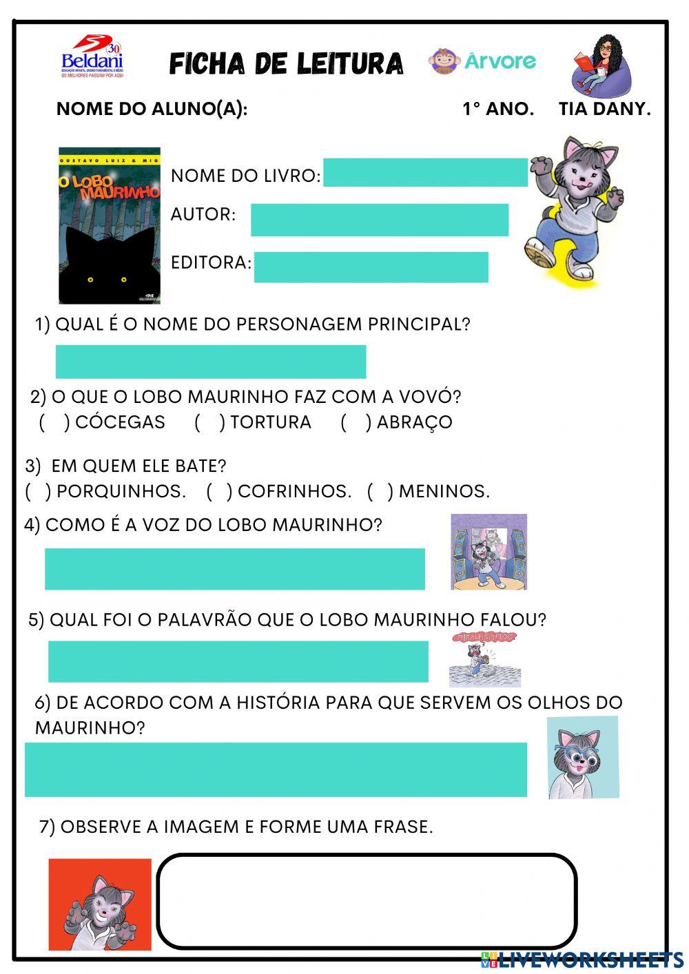 Ficha de leitura do livro lobo maurinho