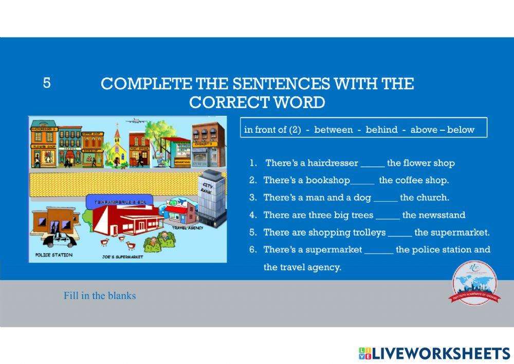 Fill in the blanks online exercise for Live Worksheets
