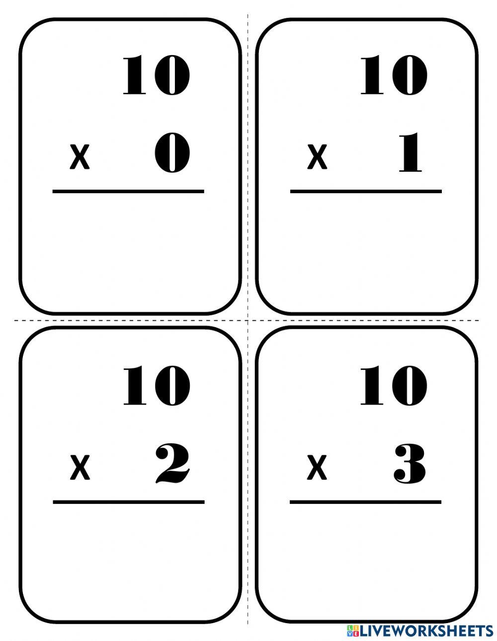 Multiplication flash cards worksheet Live Worksheets
