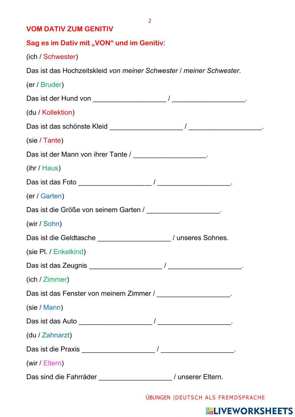 Übungen zum Genitiv