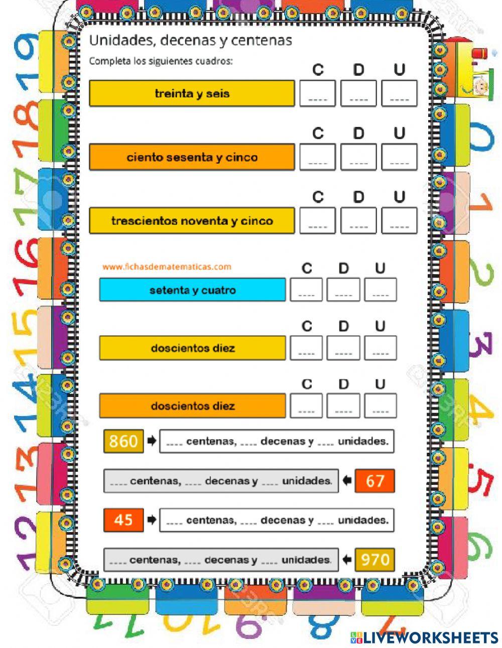 Unidades, Decenas, Centenas
