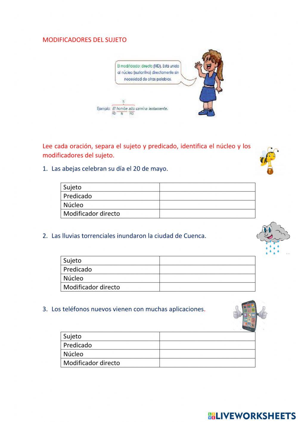 Modificadores del Sujeto