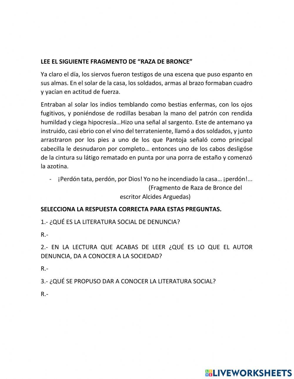 Evaluación sexto de secundaria- Comunicación y Lenguajes