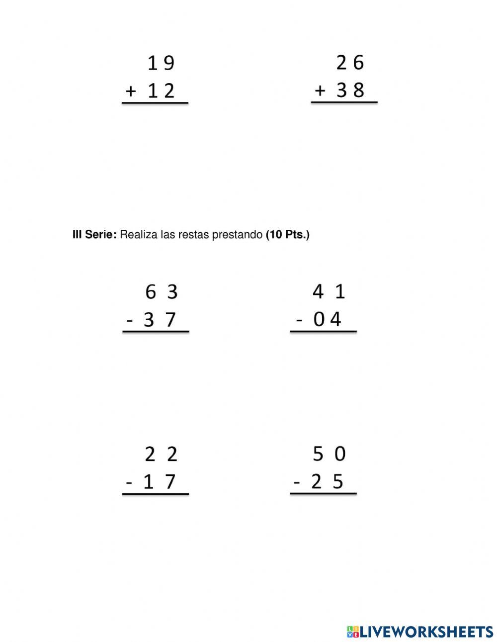 Examen Matemáticas Primero A
