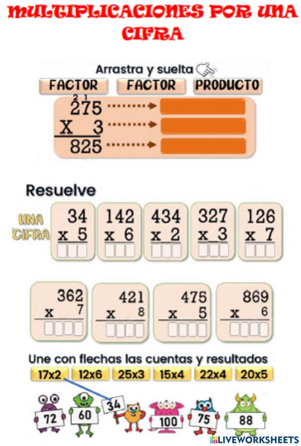 Multiplicación de una cifra