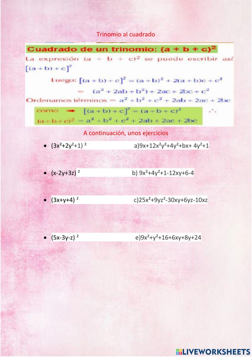 Trinomio al cuadrado