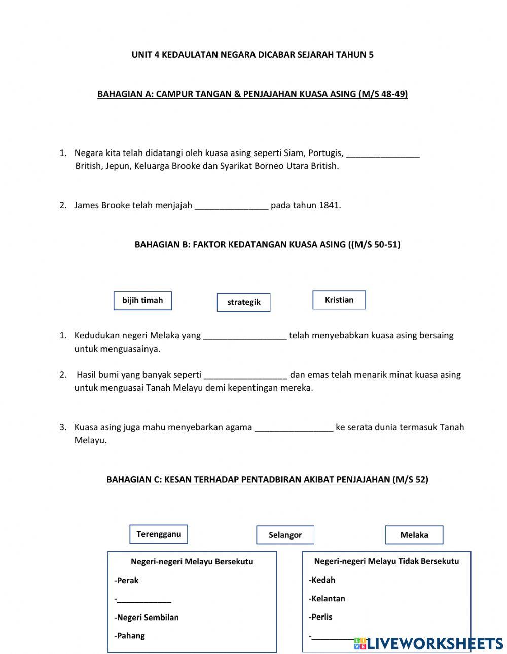 Sejarah tahun 5 (kedaulatan negara dicabar)