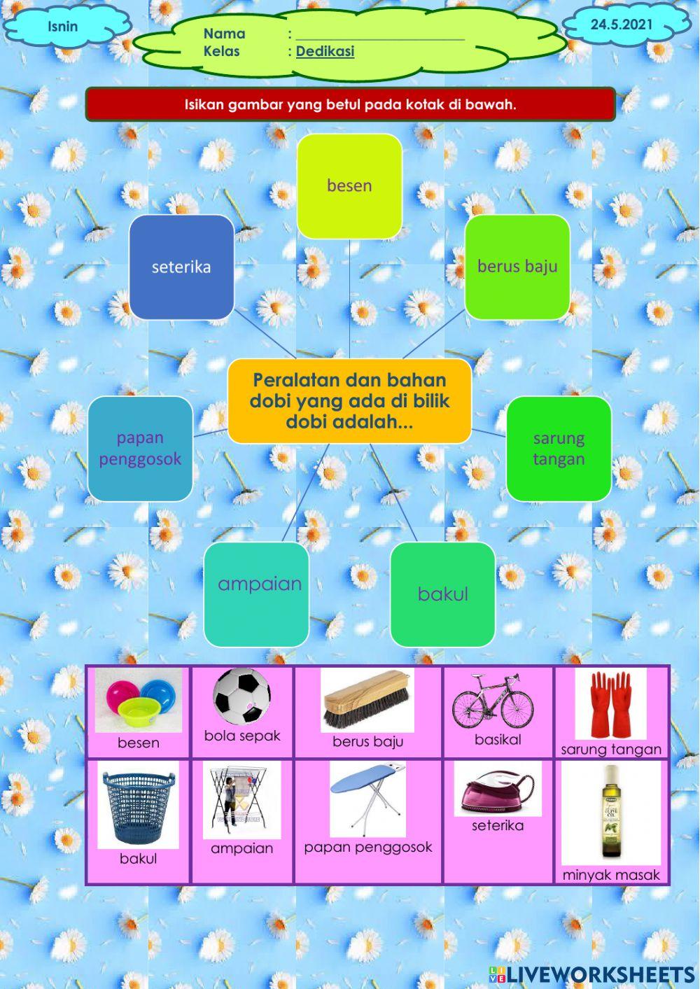 Membersihkan Alatan dan Bahan Mendobi