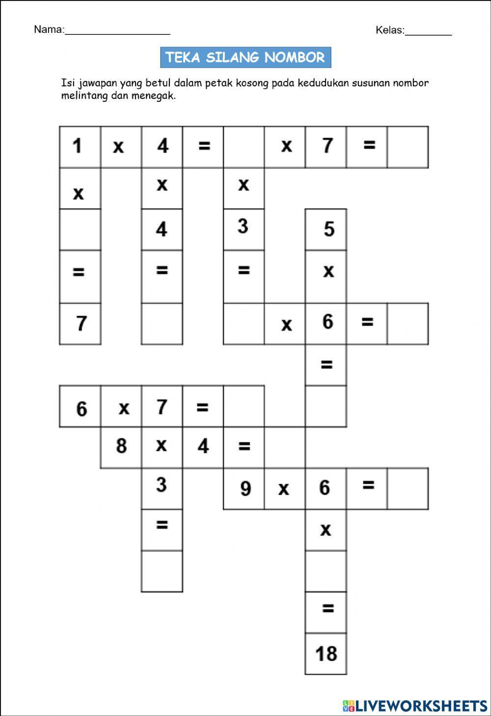 Teka silang nombor sifir