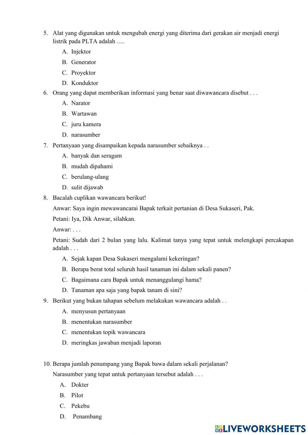 Evaluasi kelas 4 tema 9 sub tema 1 pb 3