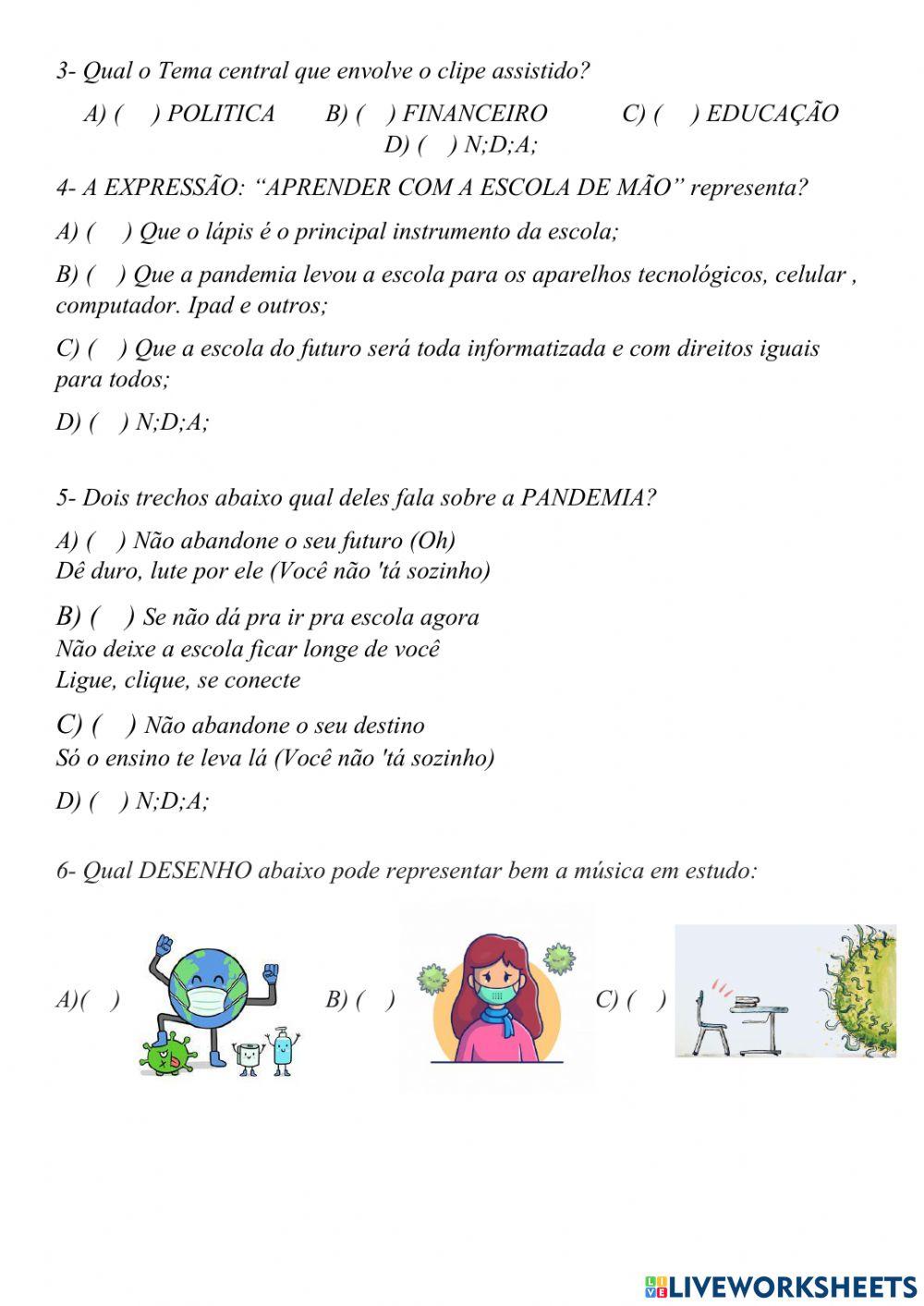 Avaliação artes - 6b - musica