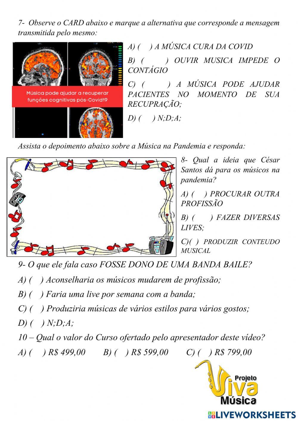 Avaliação artes - 6b - musica