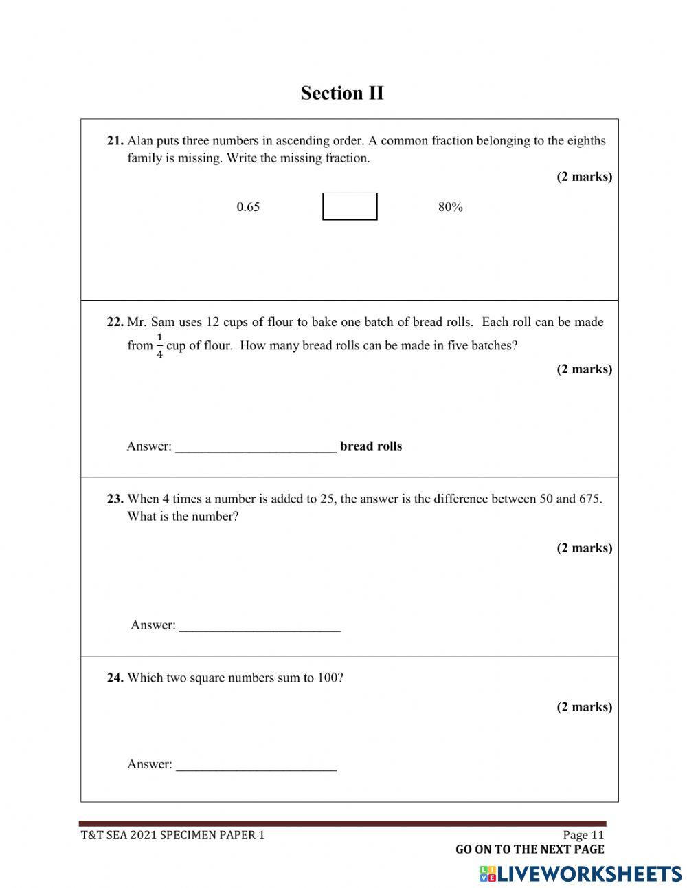 S.E.A. Math Practice