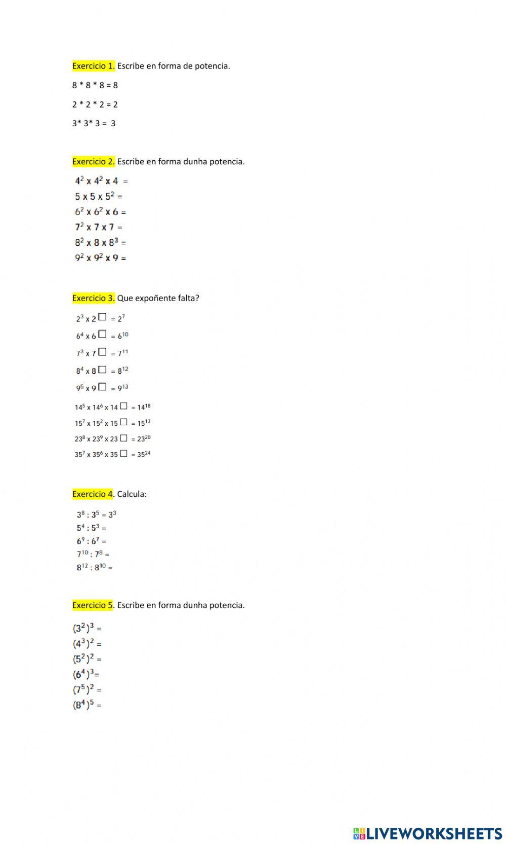 Exercicio de potencias