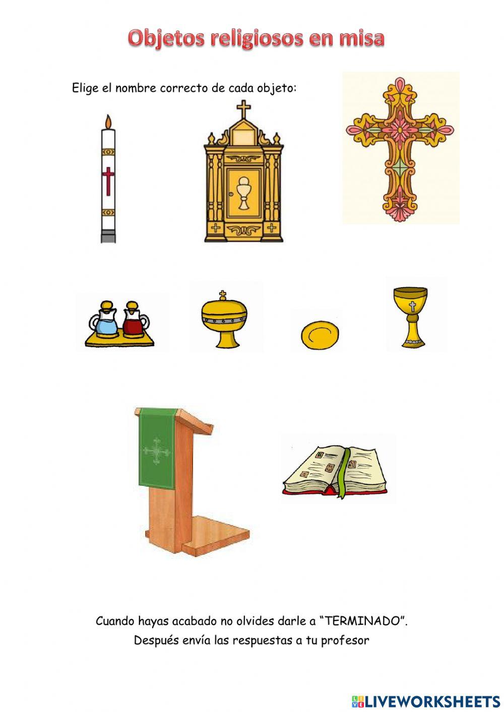 Objetos religiosos en misa