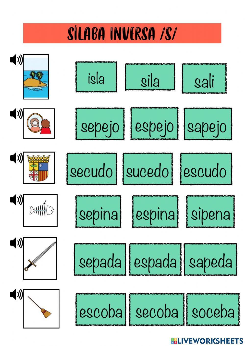 Sílaba inversa -s- Sílaba inversa -s-