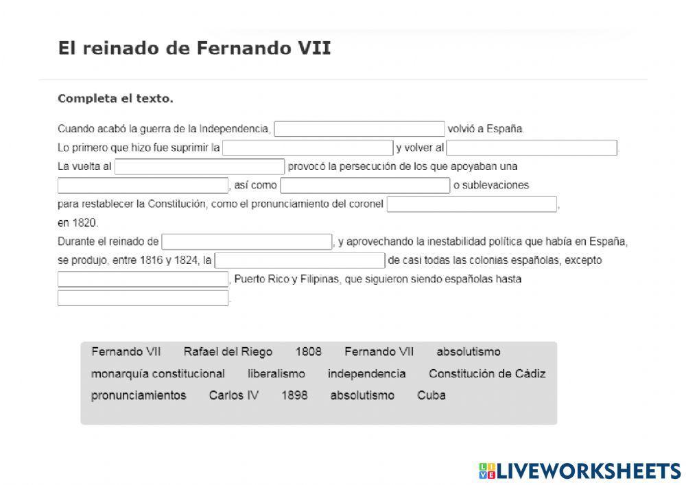 Repaso de los hechos históricos del siglo XIX