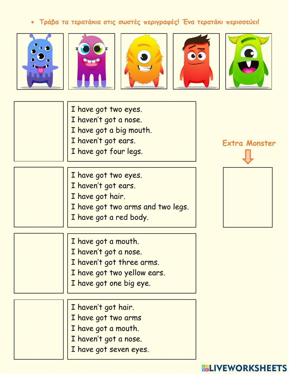 Elementary 1 - Which monster am I?