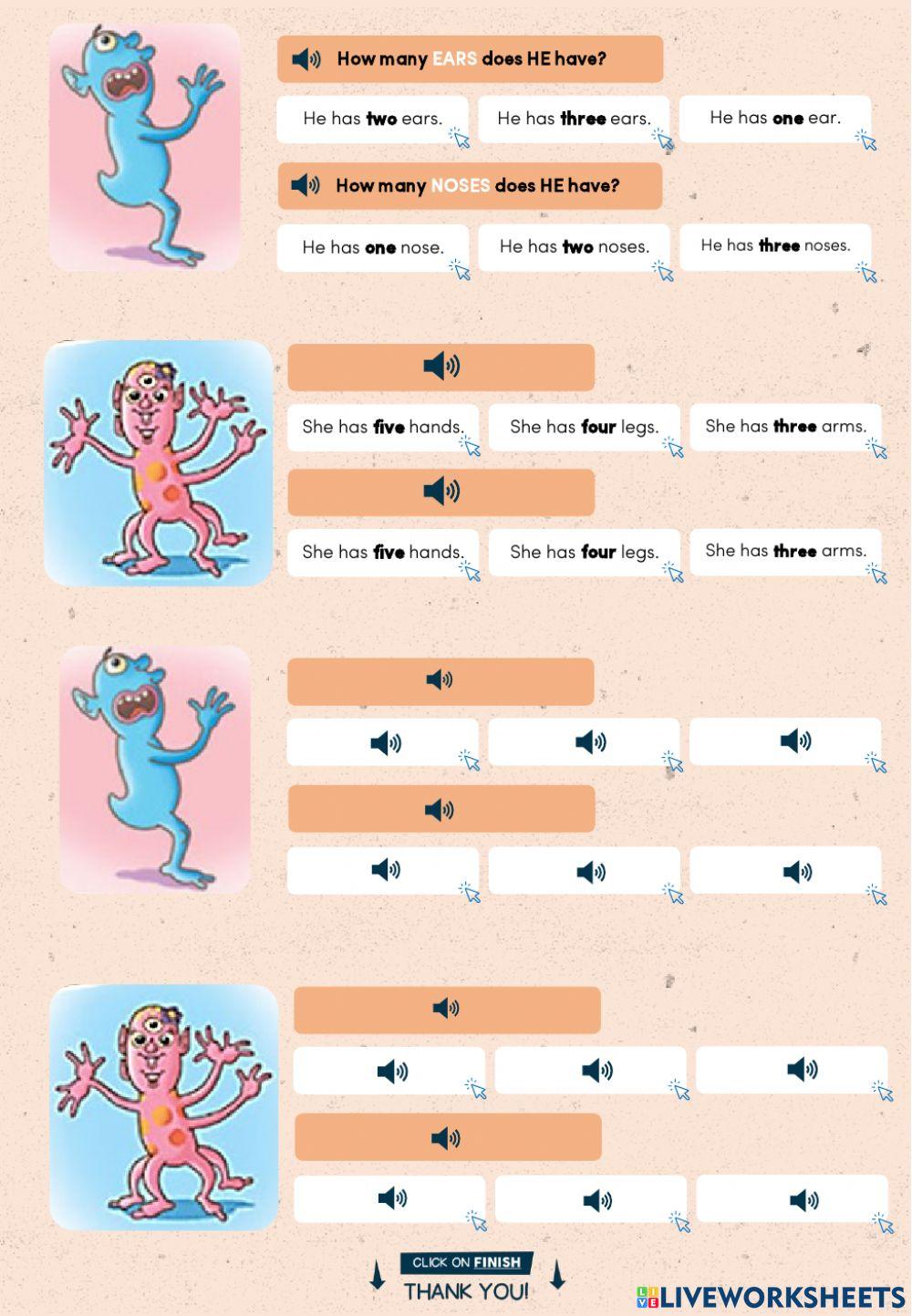 Parts of the Body - Vocabulary
