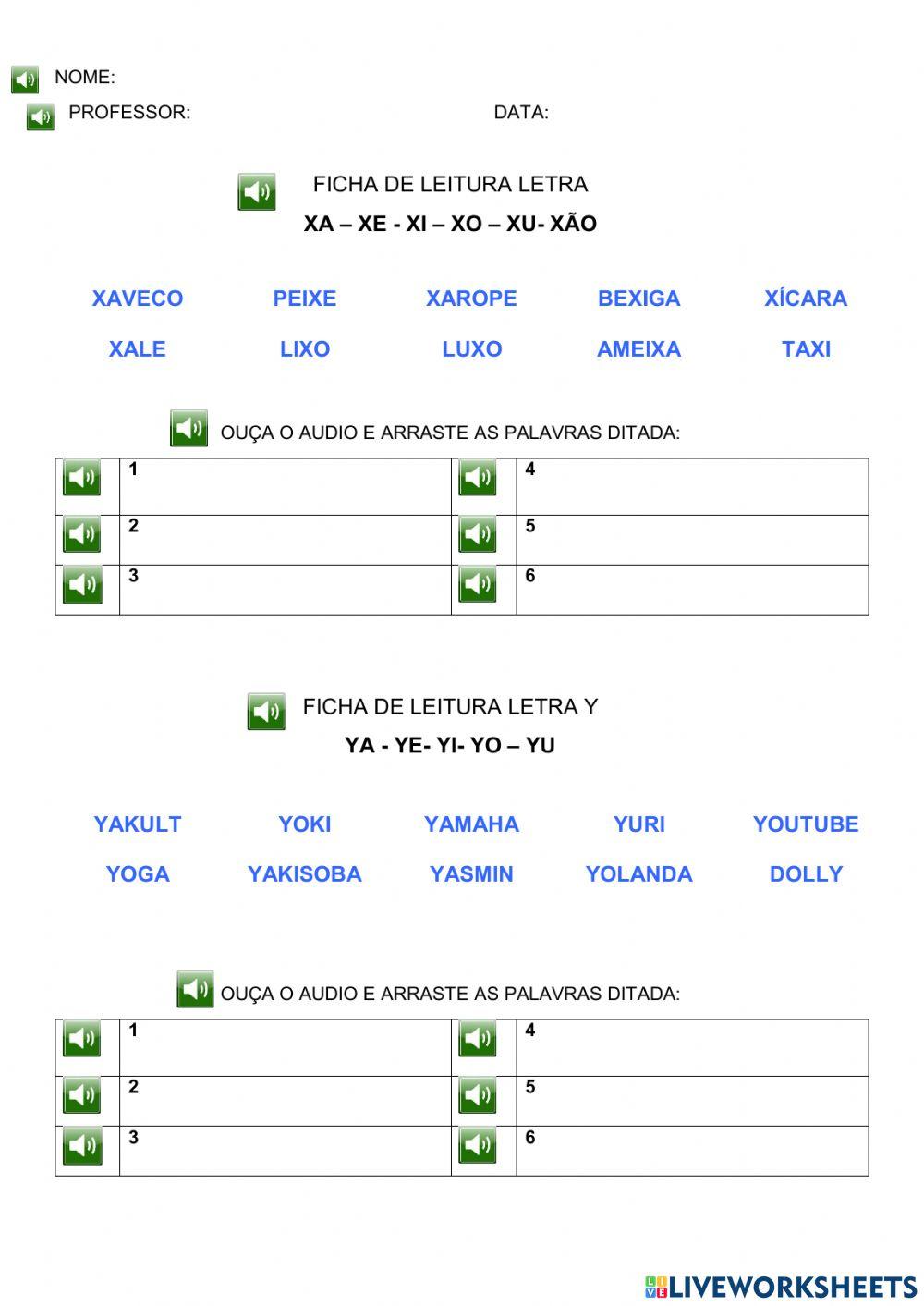 DITADO LETRAS  X e  Y