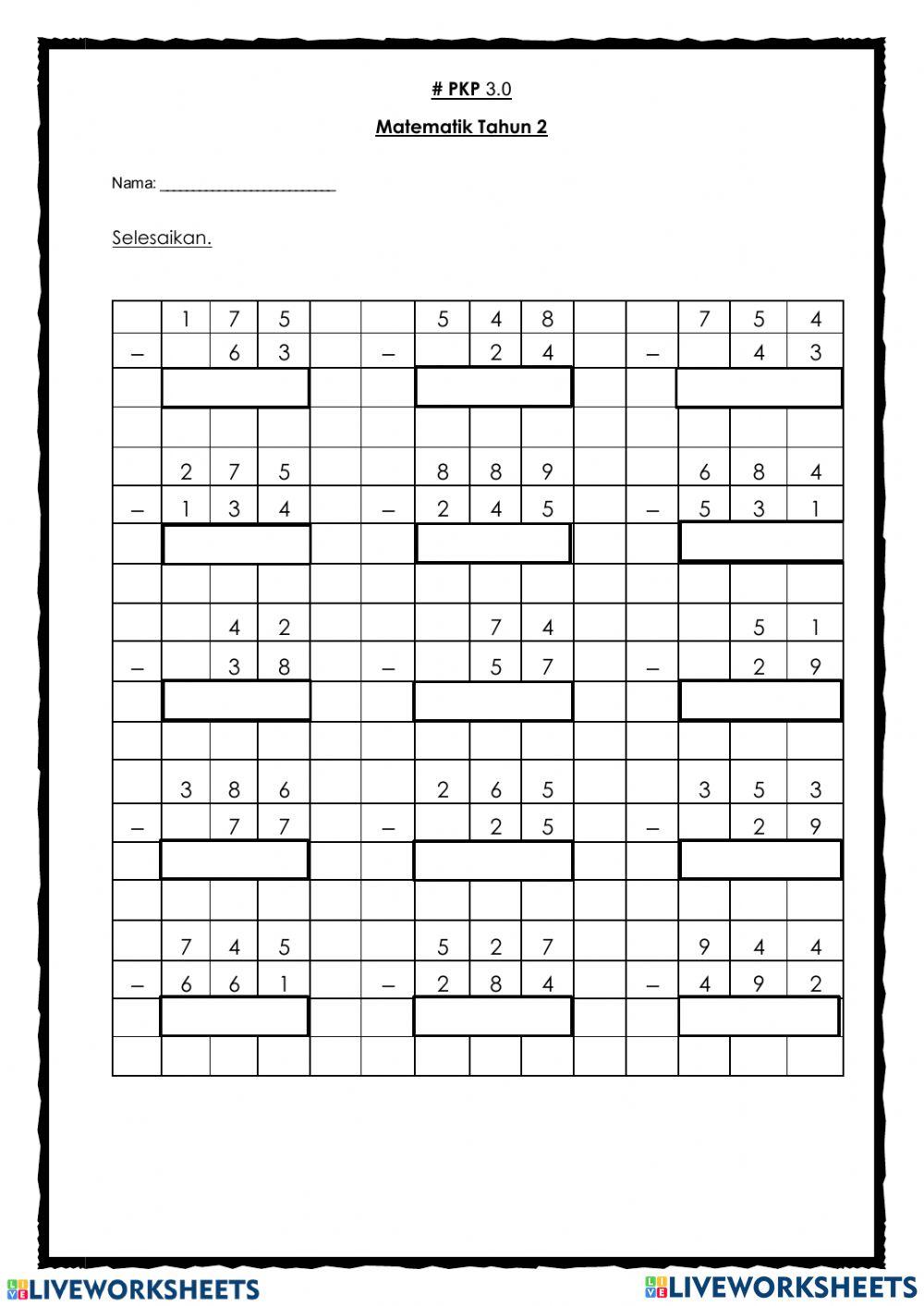 Matematik Tahun 2 - Tolak Lagi Matematik Tahun 2 - Tolak Lagi