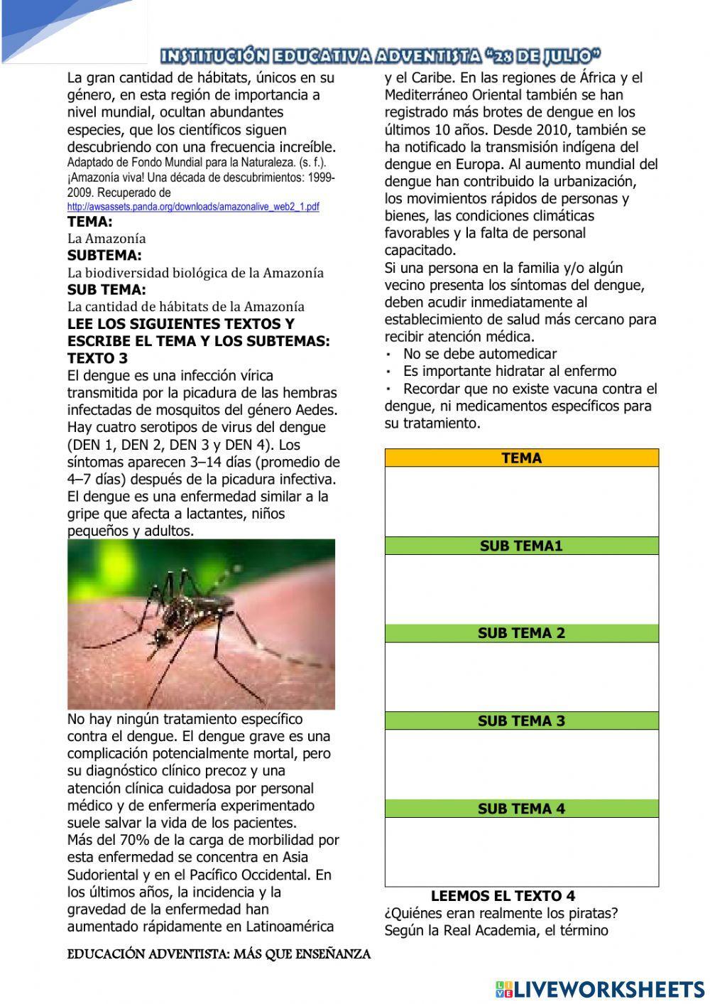 El tema  y el subtema