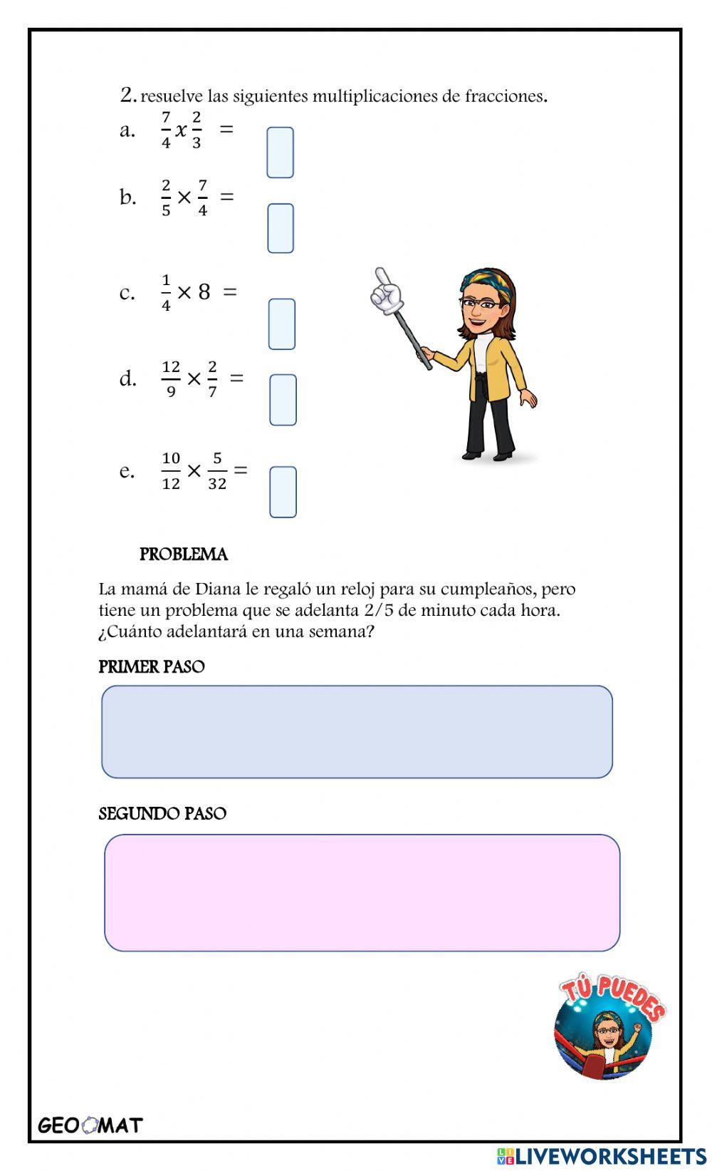 Multiplicaciòn de fracciones