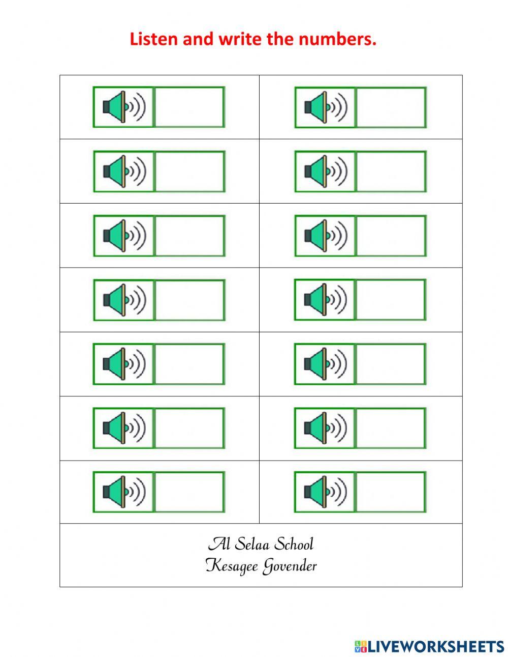 Listen and write the numbers 17 to 30