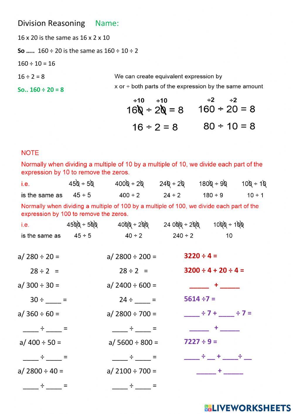 Dividing by 10 and 100 Part 2