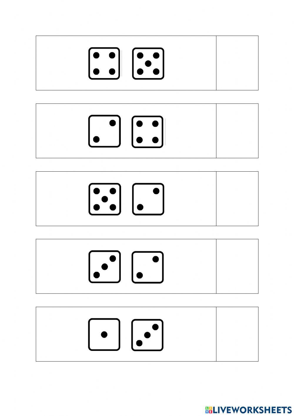 Addition using dots 1-6