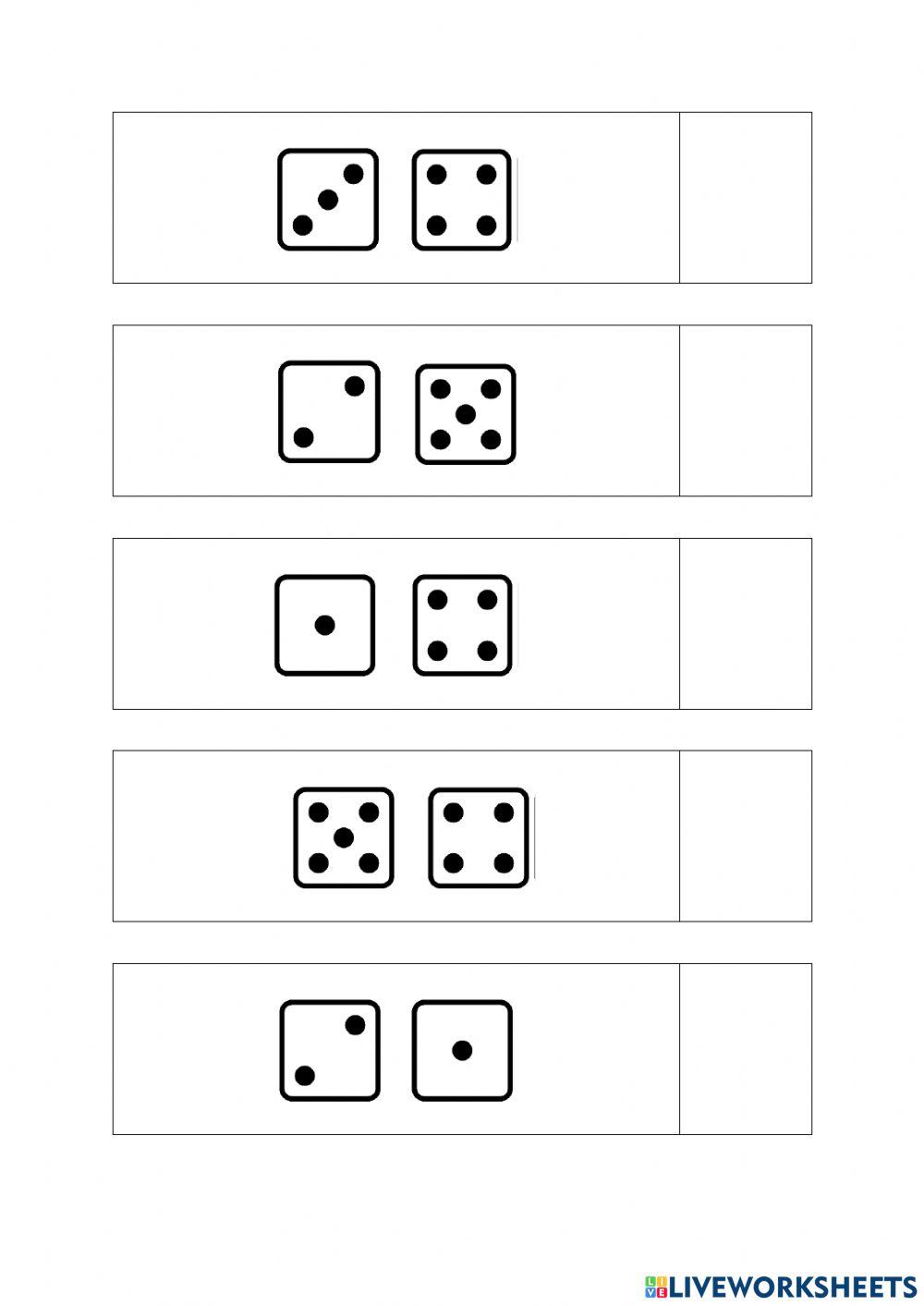 Addition using dots 1-6